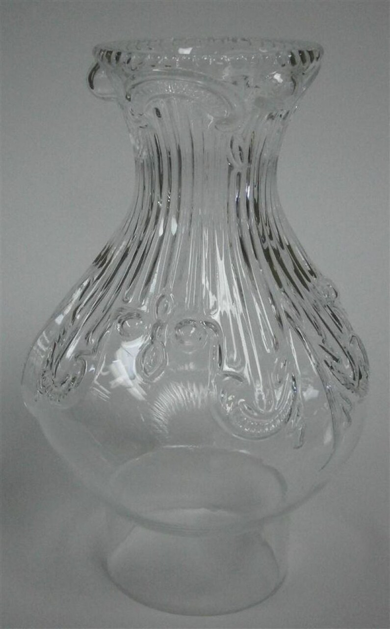 Clear Glass Lamp Chimney, Replacement Hurricane Globe Measures 3 Inch Diameter Base x 8 1/2 Inches High for Oil or Kerosene Lanterns, Princess Feather